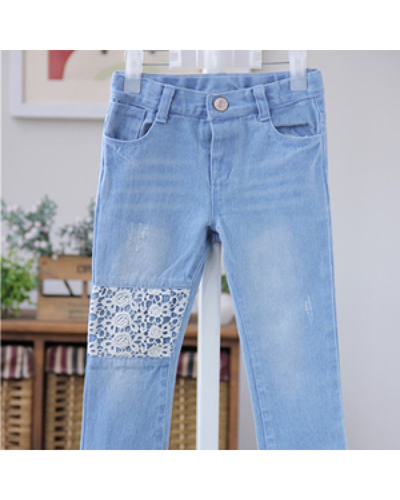  spring and autumn baby boy pants Korean girls lace casual pants pants children jeans trousers in children