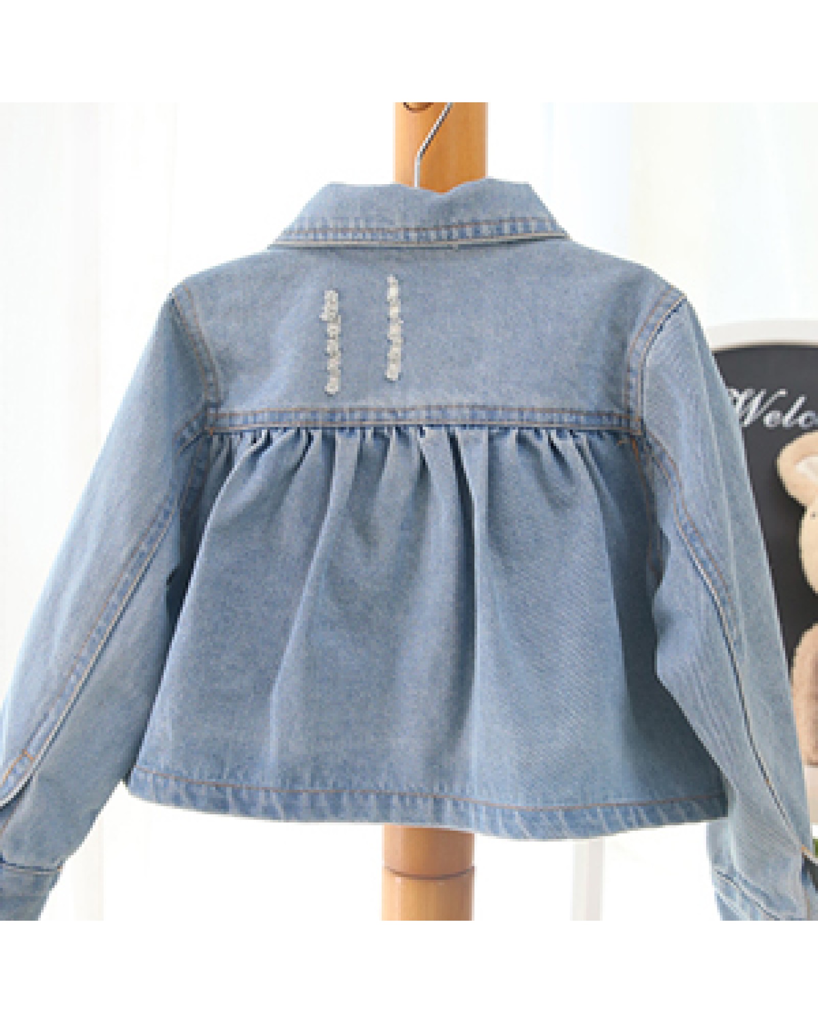  Spring Korean version of the influx of female baby cardigan denim jacket Autumn Girls