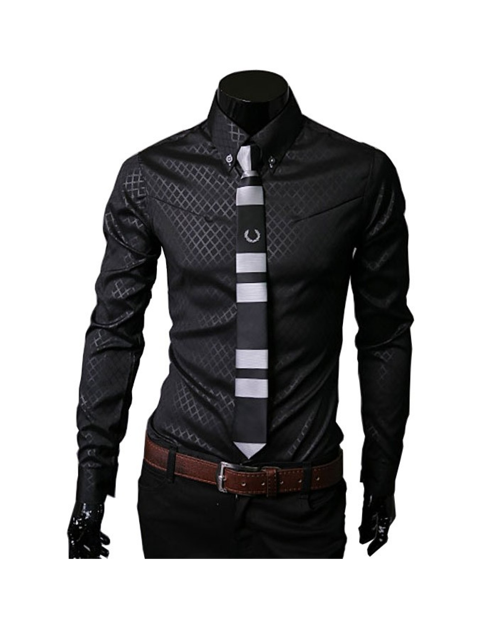 Men's Clothes Obscure Twill Slim Business Casual Shirts Long sleeved Cotton Blended Mens Shirt Upper GarmentsLarge size