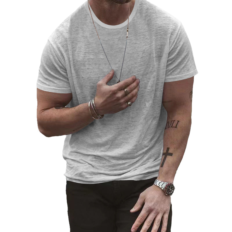 Men's T-shirt Solid Color Loose Round Neck Bottoming Shirt