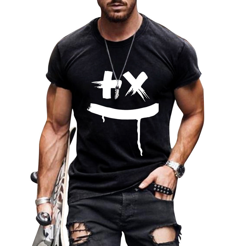 Men's Casual Summer Smiley Loose Short Sleeve T-Shirt