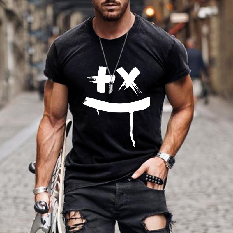 Men's Casual Summer Smiley Loose Short Sleeve T-Shirt