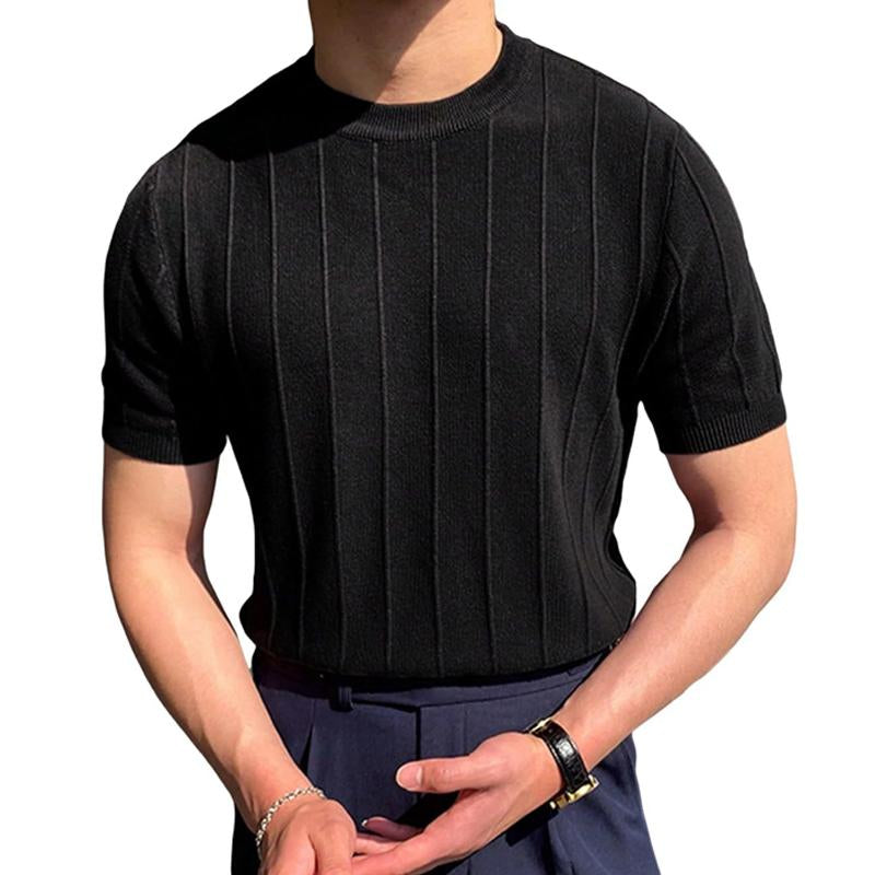 Men's Casual Breathable Solid Color Round Neck Short-Sleeved T-Shirt