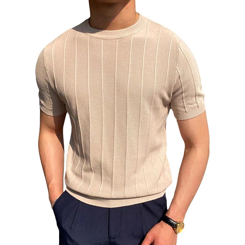 Men's Casual Breathable Solid Color Round Neck Short-Sleeved T-Shirt