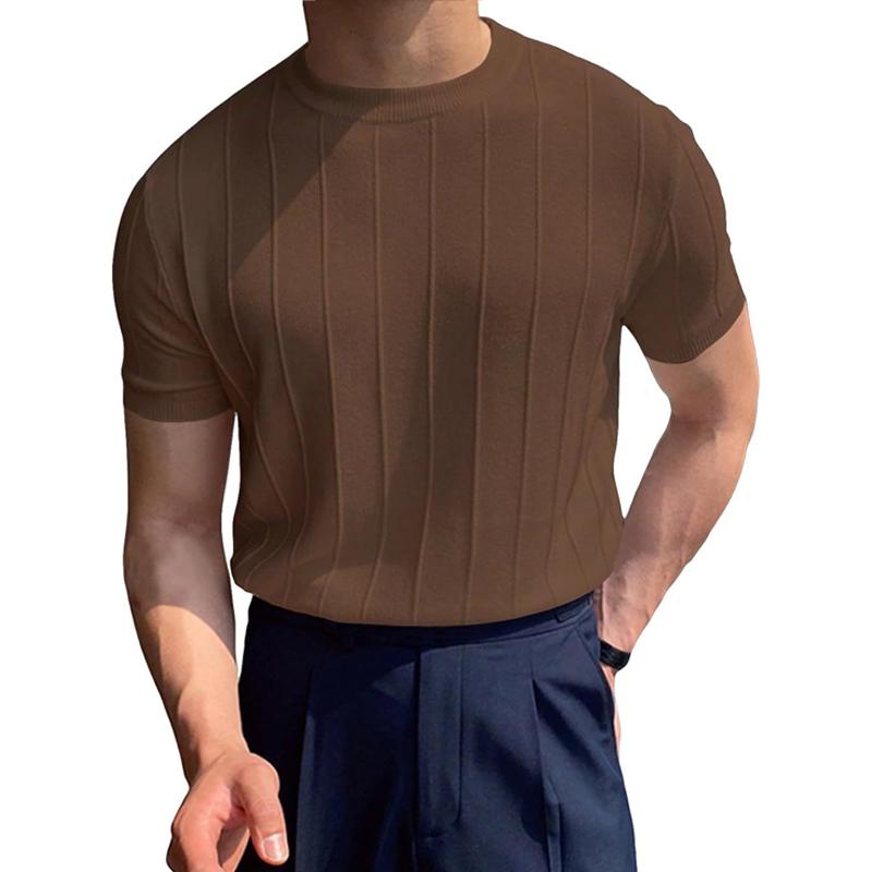 Men's Casual Breathable Solid Color Round Neck Short-Sleeved T-Shirt