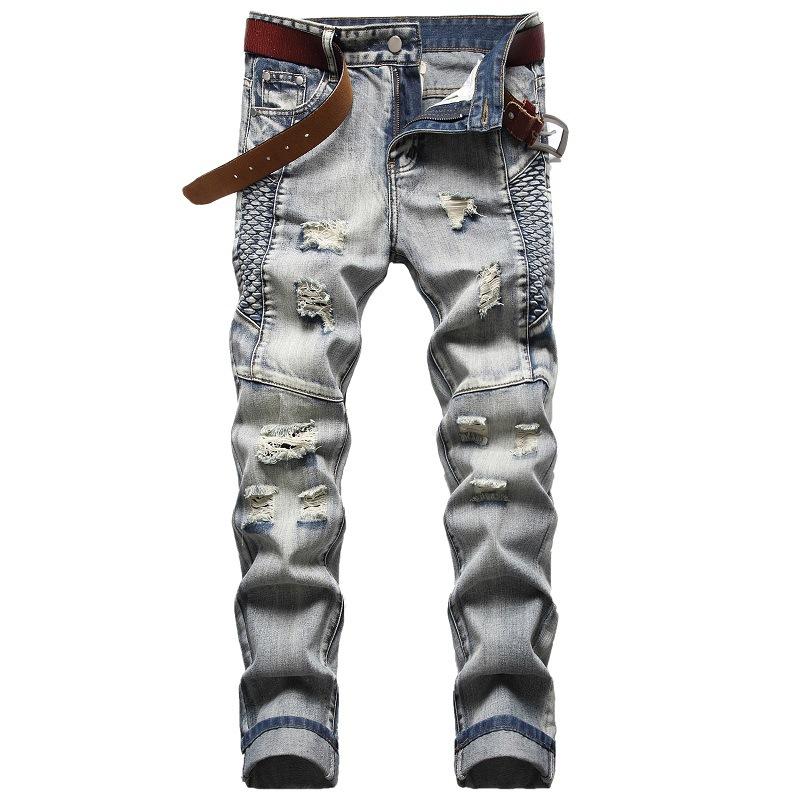 Men's Fashion Distressed Hole Slim Jeans