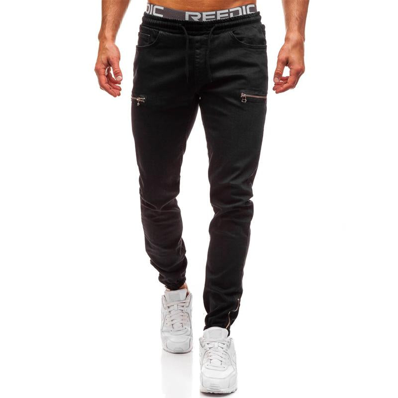 Men's Casual Panel Zipper Jeans