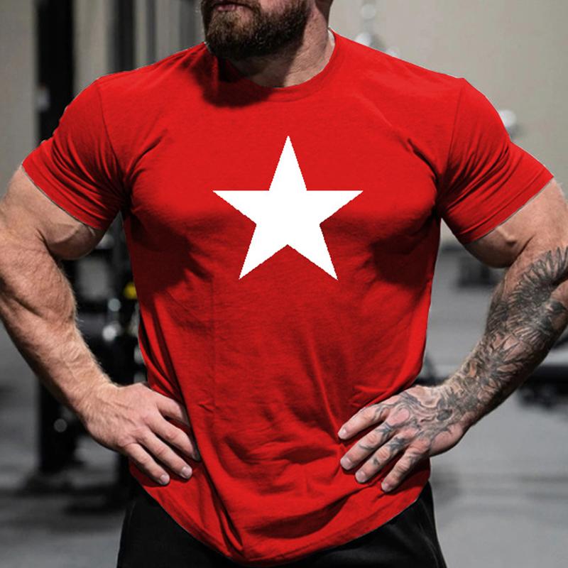 Men's Casual Round Neck Star Print Short Sleeve T-Shirt