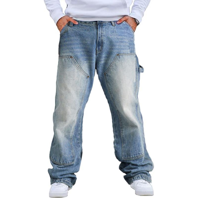 Men's Casual Cleanfit Washed Logging Cargo Jeans