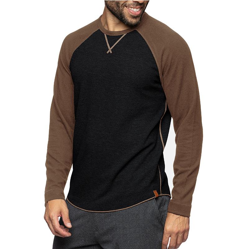 Men's Colorblock Raglan Crew Neck Long Sleeve T-Shirt