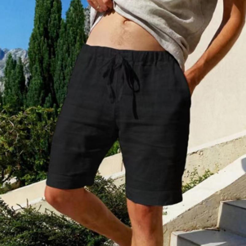 Men's Vintage Solid Linen Drawstring Shorts