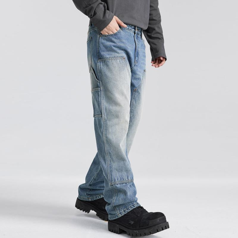 Men's Casual Cleanfit Washed Logging Cargo Jeans