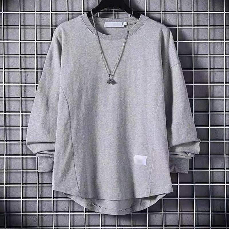 Men's Casual Solid Color Round Neck Long Sleeve Loose T-Shirt