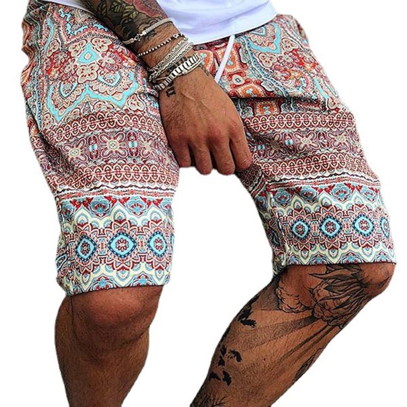 Men's Vintage Print Loose Beach Shorts