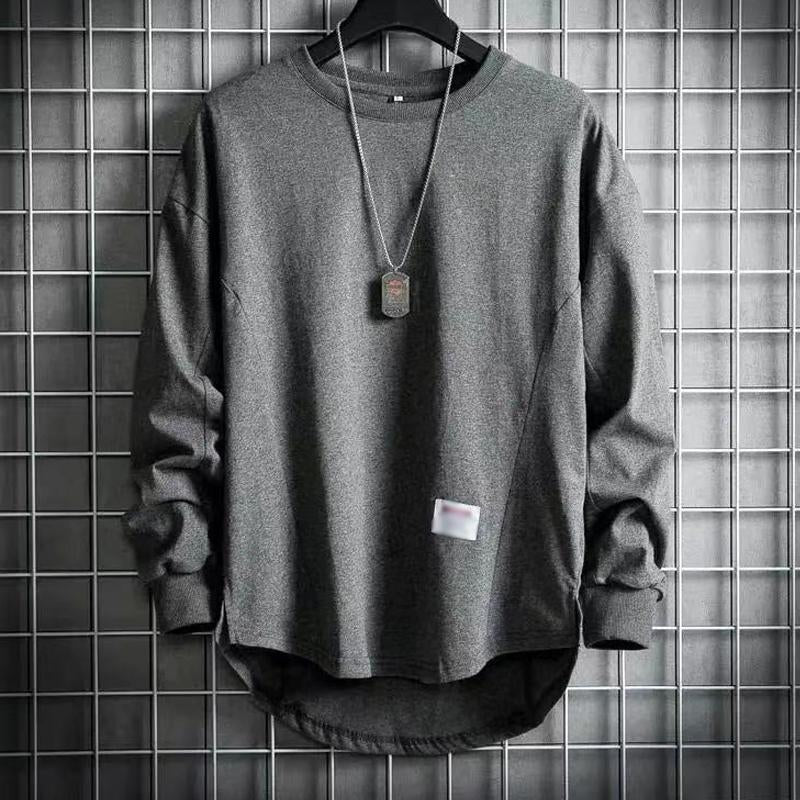 Men's Casual Solid Color Round Neck Long Sleeve Loose T-Shirt