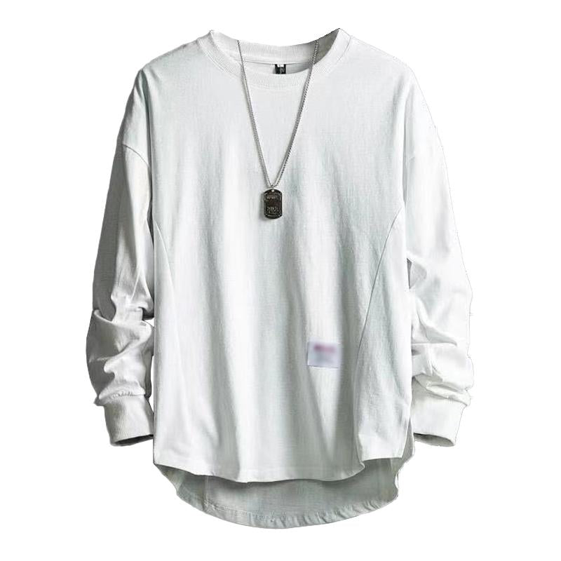 Men's Casual Solid Color Round Neck Long Sleeve Loose T-Shirt