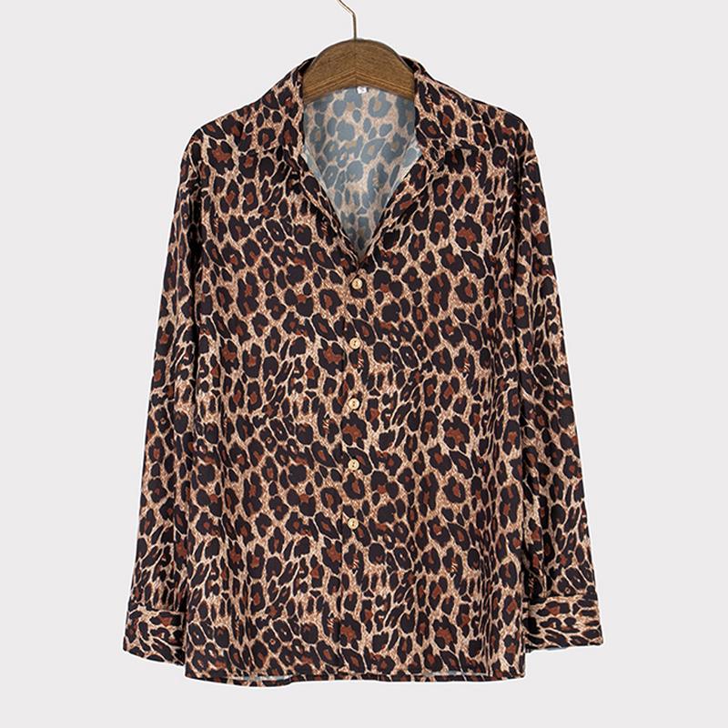 Men's Casual Leopard Print Long Sleeve Shirt