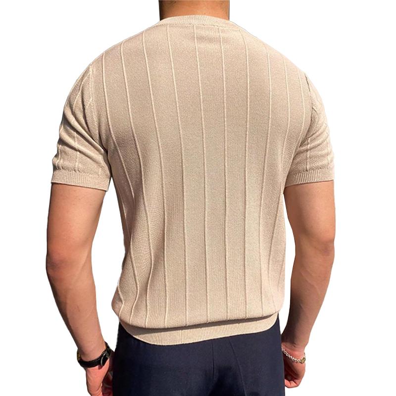 Men's Casual Breathable Solid Color Round Neck Short-Sleeved T-Shirt