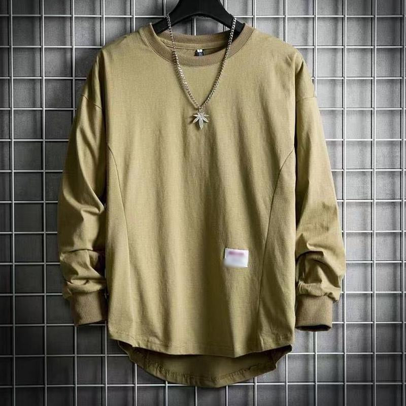 Men's Casual Solid Color Round Neck Long Sleeve Loose T-Shirt