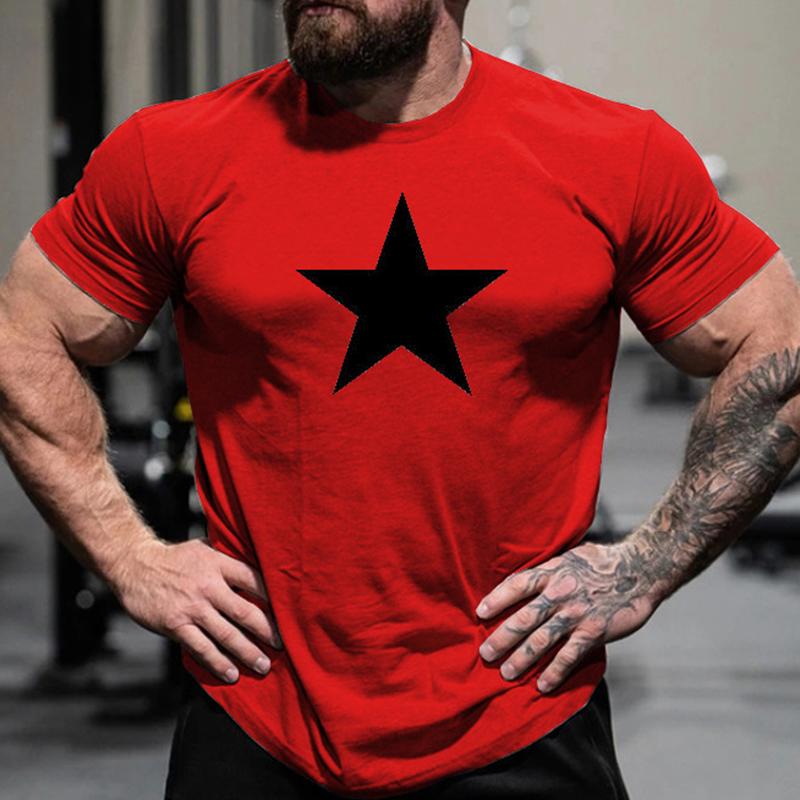 Men's Casual Round Neck Star Print Short Sleeve T-Shirt