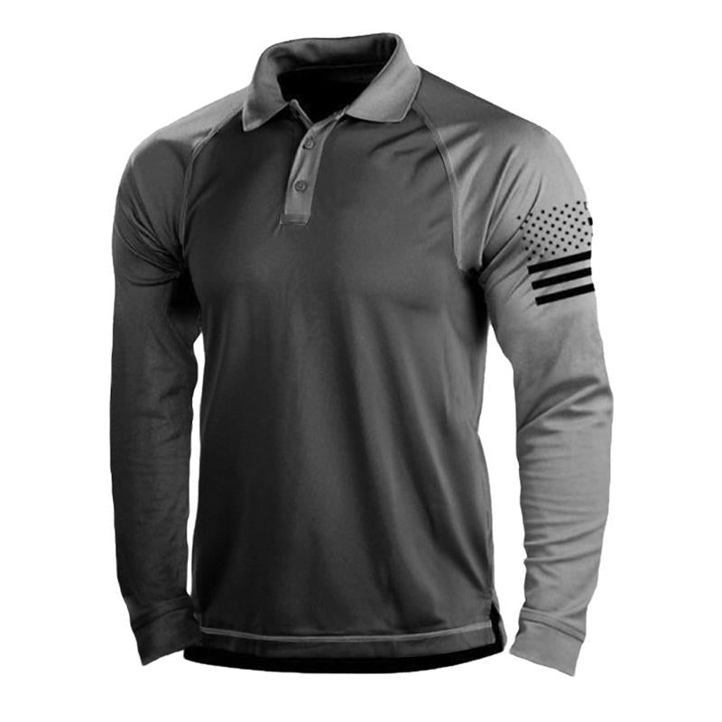 Men’s Casual Long Sleeve Polo Shirt Featuring a Trendy Print Ideal for Comfort and Style