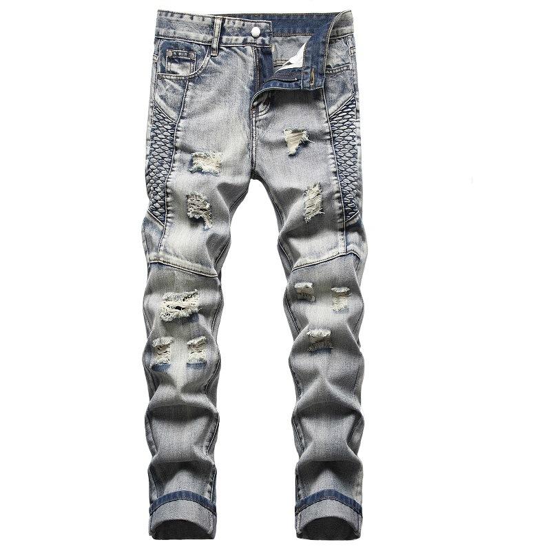 Men's Fashion Distressed Hole Slim Jeans