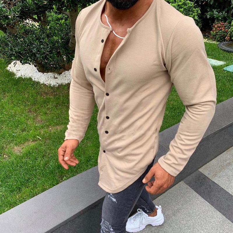 Men's Solid Color Casual Single Breasted T-Shirt Cardigan