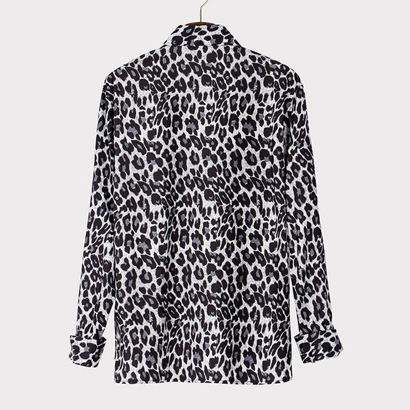 Men's Casual Leopard Print Long Sleeve Shirt