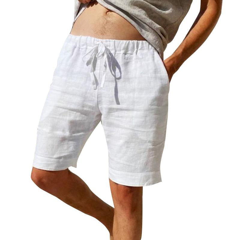 Men's Vintage Solid Linen Drawstring Shorts