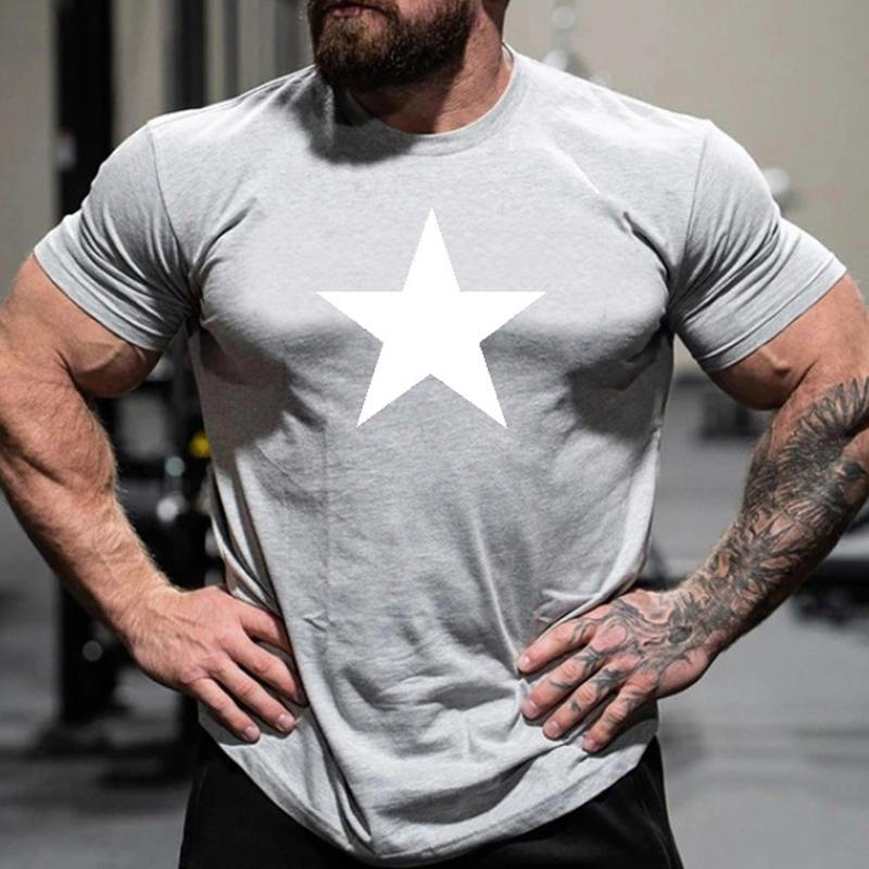 Men's Casual Round Neck Star Print Short Sleeve T-Shirt