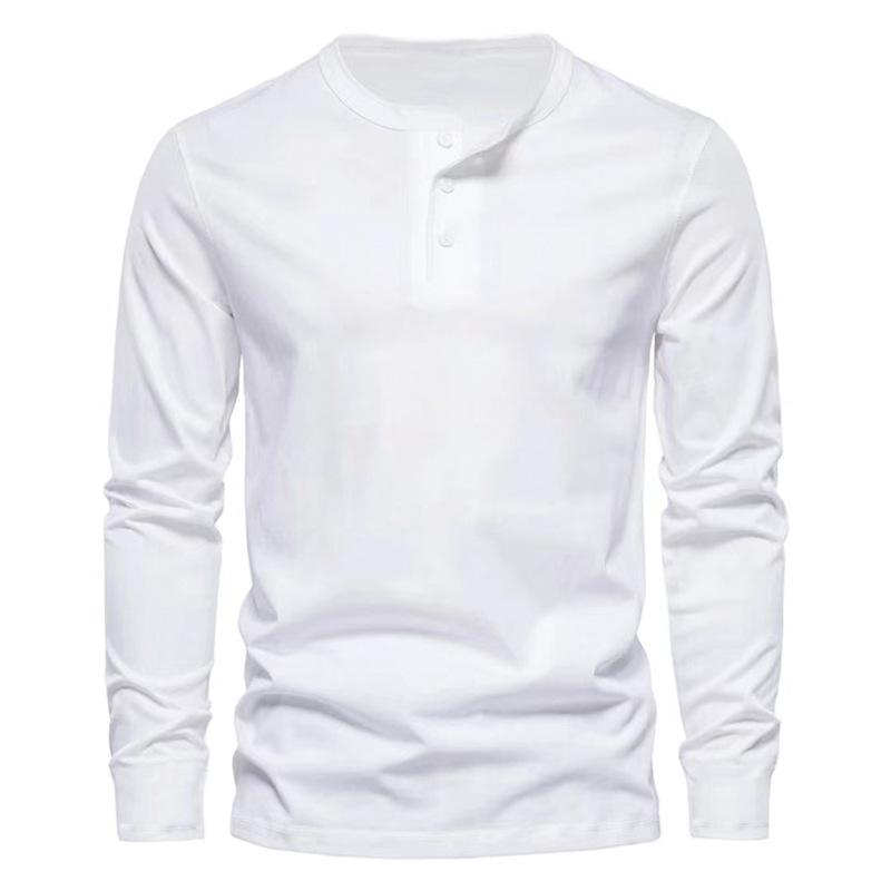 Men's Solid Henley Collar Long Sleeve Sports Casual T-shirt