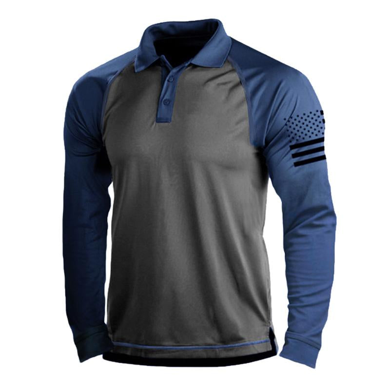 Men’s Casual Long Sleeve Polo Shirt Featuring a Trendy Print Ideal for Comfort and Style