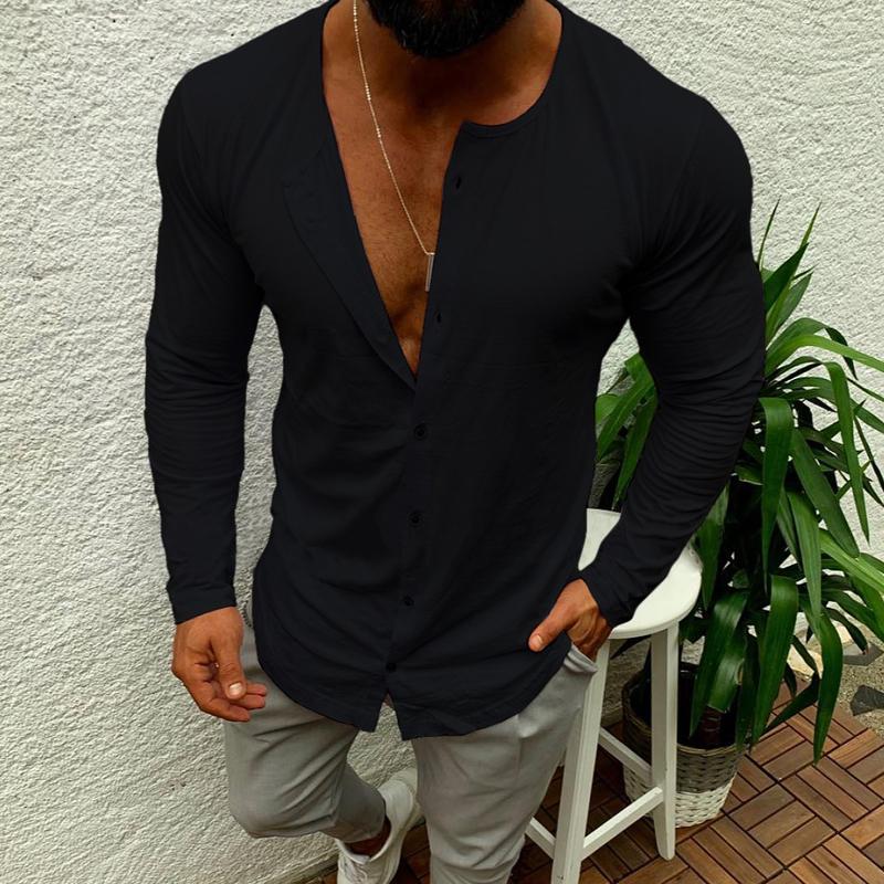 Men's Solid Color Casual Single Breasted T-Shirt Cardigan