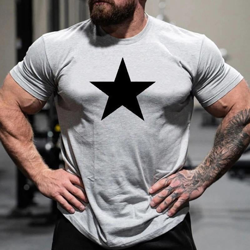 Men's Casual Round Neck Star Print Short Sleeve T-Shirt