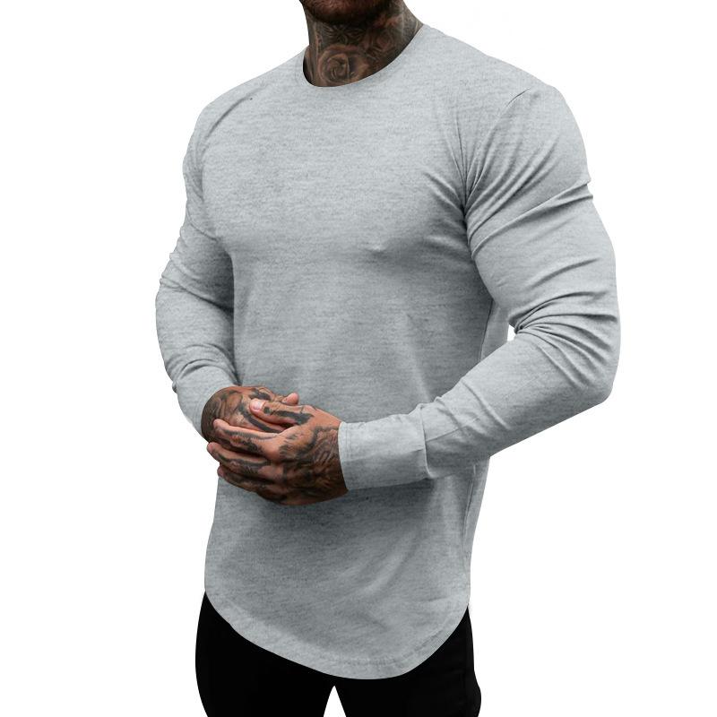 Men's Casual Cotton Blended Round Neck Slim Fit Long Sleeve T-Shirt