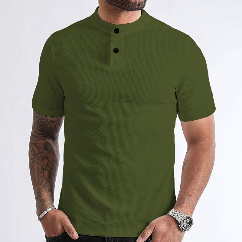 Men's Casual and Comfortable Solid Color Stand Collar T-shirt