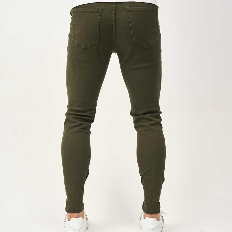 Men's Ripped Solid Color Skinny Jeans