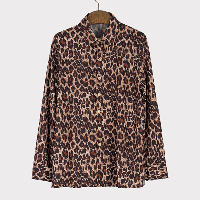 Men's Casual Leopard Print Long Sleeve Shirt