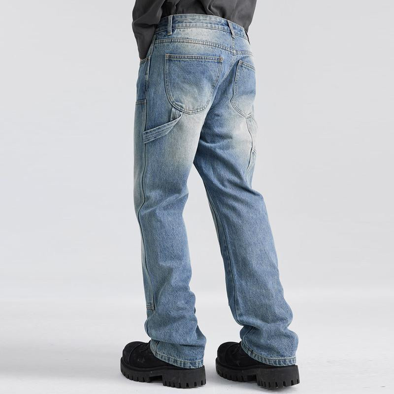 Men's Casual Cleanfit Washed Logging Cargo Jeans