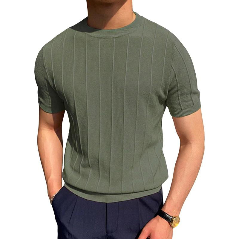 Men's Casual Breathable Solid Color Round Neck Short-Sleeved T-Shirt