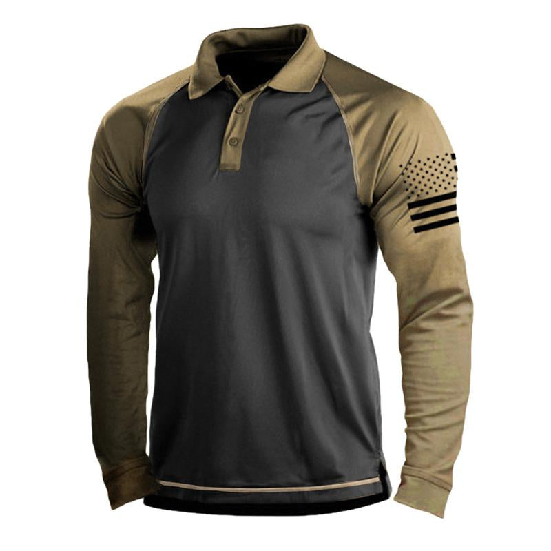 Men’s Casual Long Sleeve Polo Shirt Featuring a Trendy Print Ideal for Comfort and Style