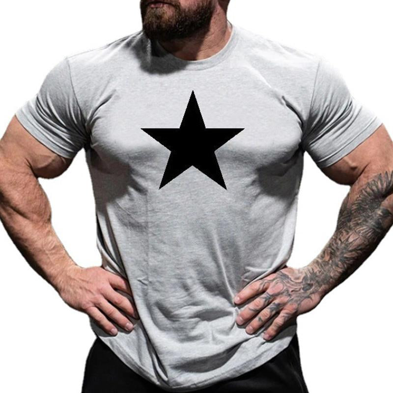 Men's Casual Round Neck Star Print Short Sleeve T-Shirt