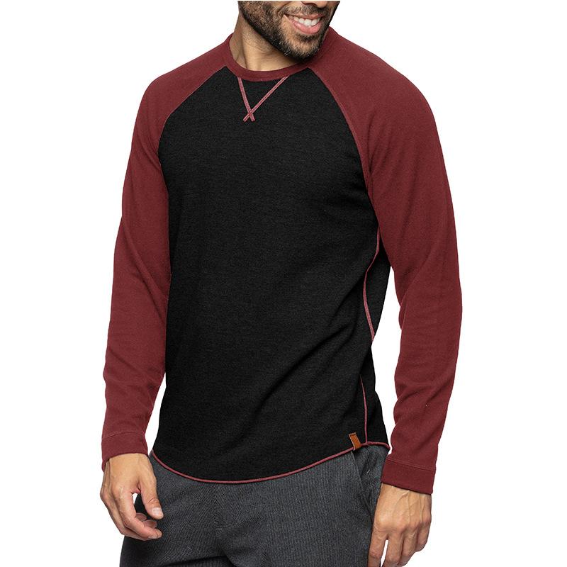 Men's Colorblock Raglan Crew Neck Long Sleeve T-Shirt