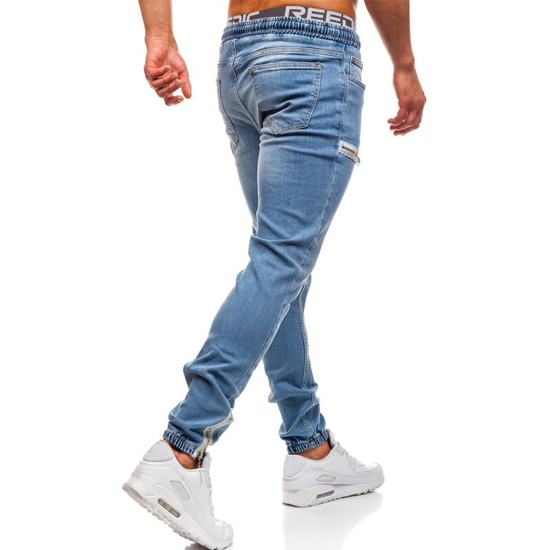 Men's Casual Panel Zipper Jeans