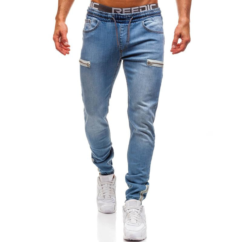 Men's Casual Panel Zipper Jeans