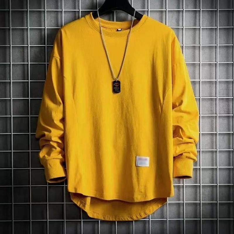 Men's Casual Solid Color Round Neck Long Sleeve Loose T-Shirt