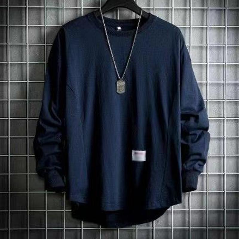 Men's Casual Solid Color Round Neck Long Sleeve Loose T-Shirt