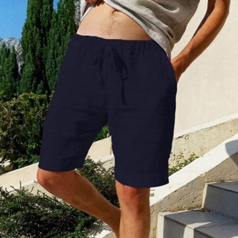 Men's Vintage Solid Linen Drawstring Shorts