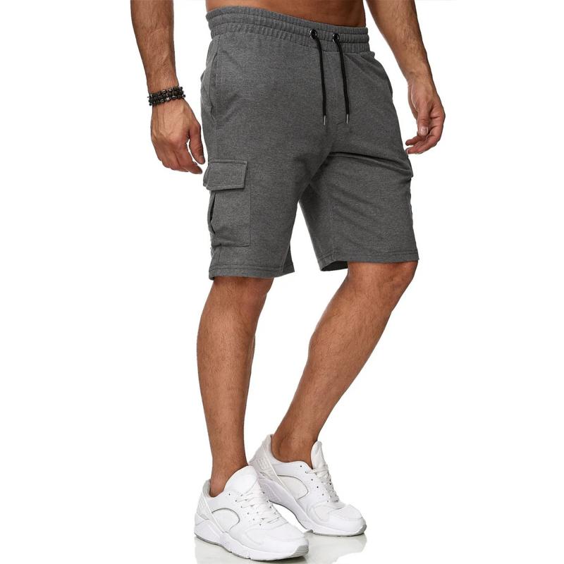 Men's Casual Solid Color Multi-Pocket Cargo Shorts