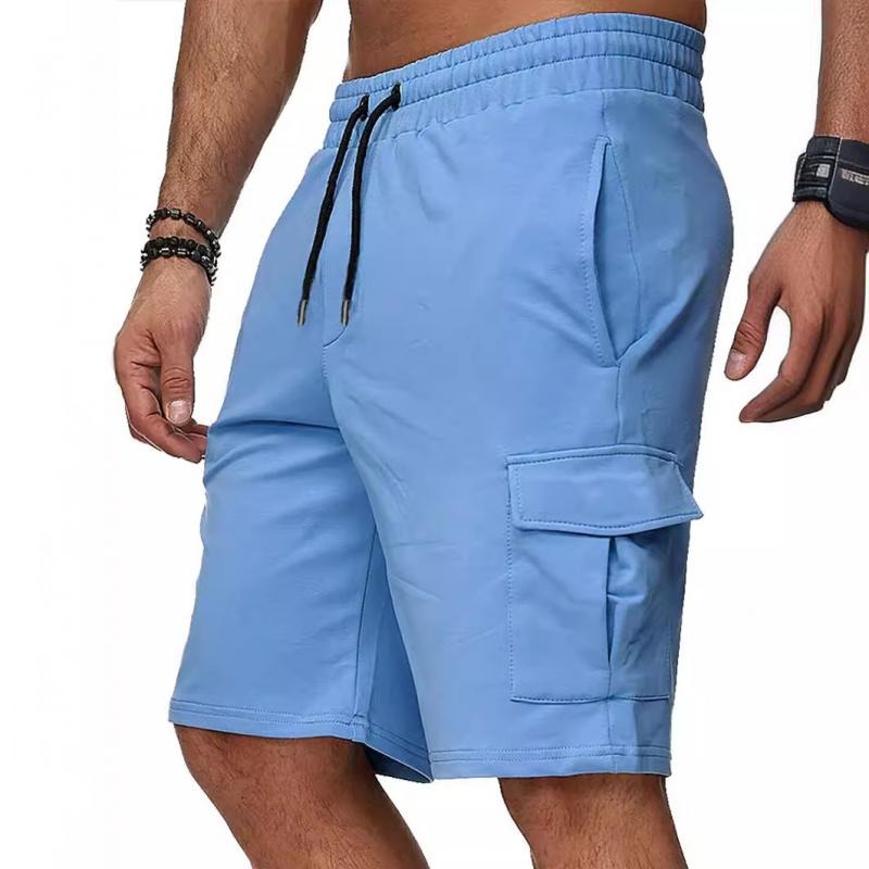 Men's Casual Solid Color Multi-Pocket Cargo Shorts